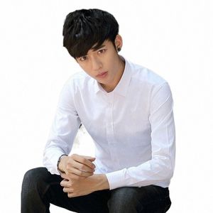 Fi Camisa Branca Coreana Masculina Manga LG Slim Fit Busin Melhor Homem Terno Preto Camisa Trabalho Profial Dr Inch Camisa Homens a5fg #
