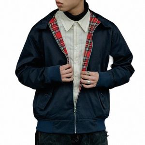 Dafeili Men Jacket Autumn Thin Eu Size Vintage Classic Bomber Coat Inner Plaid Jacket T2RH#