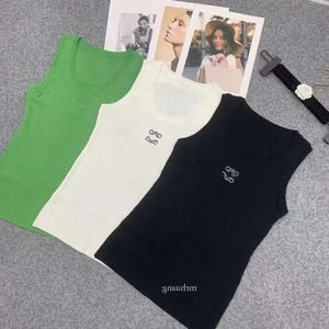 Knitted Sport Tank Tops Woman Vest Yoga Tees Women Shirt Crop Designer Top T Shirts Womens Knits Tee Green Size S X XL