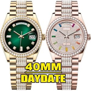 ダイヤモンド付き高級メンズウォッチデザイナーウォッチ40mm自動メカニカルムーブメントウォッチ高品質のステンレス鋼防水サファイアファッション腕時計