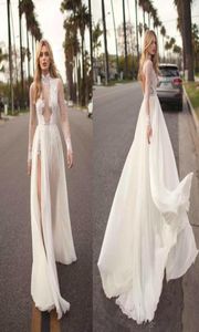 2019 Vintage Muse autorstwa Berta Bohemian Suknie ślubne A Line Lace Applique Side Split High Neck Sexy Beach Wedding Gown Plus rozmiar EH5668424