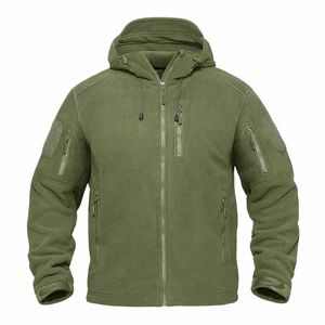 Magcomsen Winter Herren winddichte Fleecejacken mit 5 Reißverschlusstaschen thermische taktische Jacken Wandern Reisen mit Kapuze Mäntel Z9Hf #