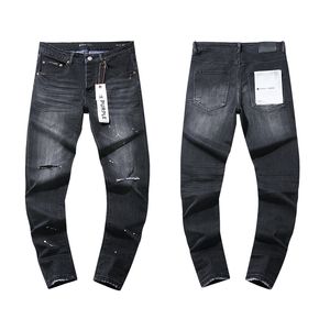 Calças masculinas femininas roxas ksubi jeans high street roxo retrô ponto de pintura pés finos micro elásticos jeans hip-hop buraco com zíper skwq ysqm