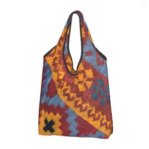 Sacos de armazenamento decorativos kilim navaho tecer tecido asteca têxtil sacola de compras portátil ombro shopper boêmio floral bolsa