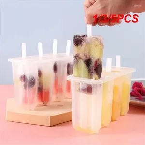 Baking Moulds 1/3/5PCS Popsicle Molds 4 Cavities Homemade Ice Cream Mold Reusable Easy Release Pops Summer Kitchen
