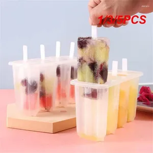 Pişirme Kalıpları 1/3/5 PCS Popsicle Kalıplar 4 Boşluklar Ev Yapımı Dondurma Kalıp Yeniden Kullanılabilir Kolay Sürüm Poplar Yaz Mutfak