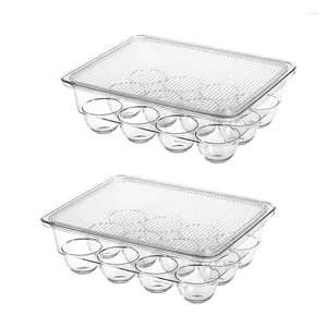 Storage Bottles 2 Pack Fridge Bin Egg Holder Stackable Container With Lid For Refrigerator Deviled Tray(12 Eggs/Each)