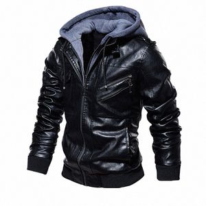 men Brand Military Hooded Zipper Motorcycle Leather Jacket PU Leather Jackets Autumn Coat Plus Size S-5XL Dropship 2023 90qz#