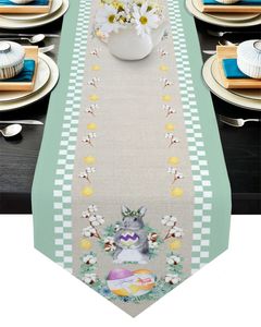 Easter Plaid Bunny Eggs Tabler Runners Moderna dukar Party Decor Runner Decorations For Home 240312