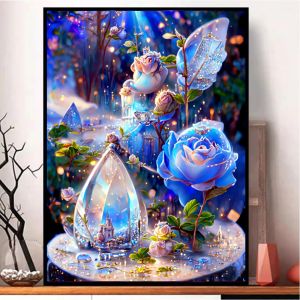 Racks 5d Diy Diamond Mosaic Mushroom House Landscape Full Diamond Painting Rose Flower Puzzle Diamond Embroidery New Arrival