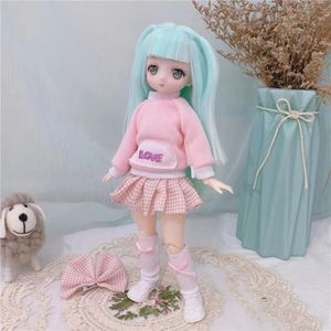 Bambole per ragazze BJD 30 cm Kawaii 6 punti mobili con abiti alla moda Capelli morbidi Vestire giocattoli bambola regalo di compleanno 240313