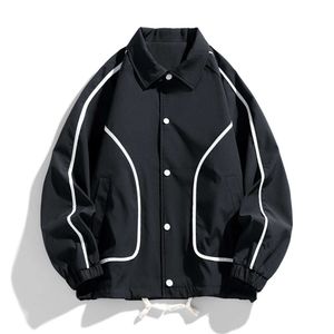 M-8XL Ownerska kurtka męska w amerykańskim stylu Lapel Loose Trendy Trendy Jacket Męska
