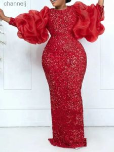 Urban Sexy Dresses Vintage Women Sequin Floor Length Dress Puffy Ruched Long Sleeve Crew Neck Sparkly Glitter Velvet Formal Party Evening Gowns yq240327