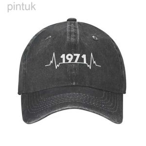 Boll Caps Classic Unisex Cotton Heartbeat 1971 födelsedagspresent baseball cap vuxen justerbar pappa hatt för män kvinnor solskydd 24327