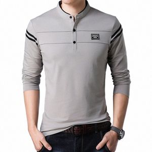 2024 New Spring POLO T-shirts 95 Cott Breathable Tops Stand Up Neck Lg Sleeved Korean Comfortable Handsome Men Clothing Ropa N4Er#