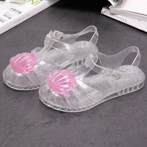 Barn sandaler flickor gladiator skor sommar bling flat strand barns skal kristall gelé sandal ungdom småbarn fotfäste rosa vita svart icke-bran h8w1#