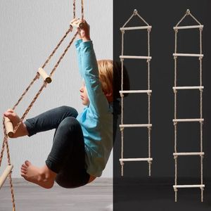 Children Outdoor Activity Safe Sports Rope Swing Wooden Rope Ladder Multi Rungs Climbing Game Toy Garden Park Sports Kit Gift 240318