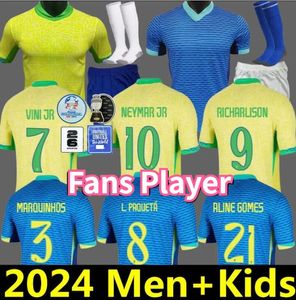 BRAZILS 2024 Copa America Cup soccer jerseys Camiseta de futbol PAQUETA RAPHINHA football shirt maillot MARQUINHOS VINI JR brasil RICHARLISON MEN KIDS WOMAN NEYMAR