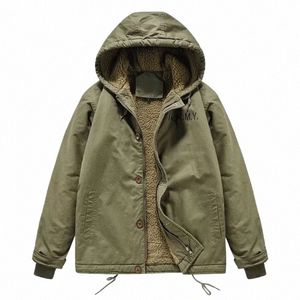 Retro förtjockad militärstopp vadderad herrjacka Autumn Winter LG Sleeve Hooded Coat Zipper Ytterkläder Male Topps Size 5XL D0LB#