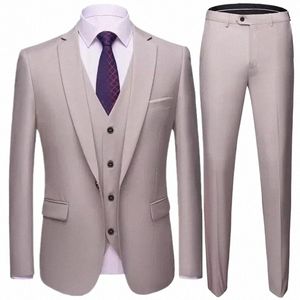 19 colori / 2023 Fi uomo casual Busin Suit 3 pezzi Set / maschio due blazer pantaloni pantaloni gilet gilet Z545 #
