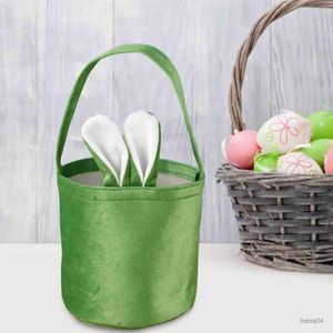 Storage Baskets Bunny Ears Basket Easter Day Decoration Candy Bag Gifts For Kids Tote Cloth Bag Happy Easter Birthday Party Favor Bags