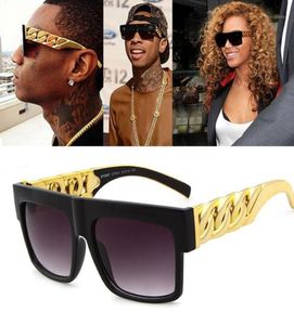 LongKeeper moda ouro metal corrente Beyonce óculos de sol vintage hip hop óculos de sol UV4001Sunglasses2304155