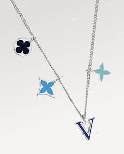Designer Luxury Men New Cuban Four Leaf Clover Pendant Halsband Franska Famous Brand Silver Plated Necklace Classic Charm High Quality Floral Necklace M00917