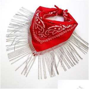 ملحقات ملابس الرقص مرحلة ارتداء ديسكو شرابة وشاح غرب رعاة البقر باندانا مع Sier Fringe Headscarf Head Drigves Club Dhnyf