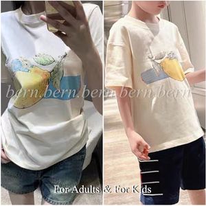 大人向けの子供たちのためのファッションかわいい漫画パターンカジュアルな短袖TシャツラウンドネックTシャツ女性用トップ