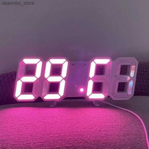 Настольные настольные часы 3D цифровой будильник настенный USB-кабель Светодиодный настольный электронный экран большие настенные цветные акриловые часы фотоэлектрические 6 C5R424327