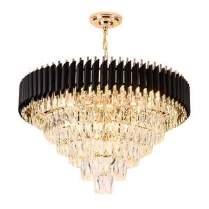 Black crystal hanging light modern luxury raindrop chandelier lighting for living room bedroom decoration