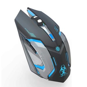 Ratos sem fio Gaming Mouse Silencioso LED 2.4G Óptico Recarregável Computador 3 DPI 6 Botão Auto Sleep para Mac Win11 Laptop PC Notebook