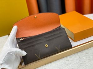 Toppkvalitetsdesigner Wallet Women Purse Brown Flower Letter Kreditkort Holder Ladies Plaid Money Clutch Bag med Original Logo Box