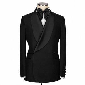 solid Color Double Breasted Shawl Lapel Regular Length Prom Party Costume Homme Slim Fit Chic 2 Piece Jacket Pants Blazer Outfit N4kX#