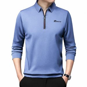 new Polo Shirt 2023 High-end Fi Design Polo Autumn Men's Zippered Shirt Breathable Lg Sleeved Top Busin Casual T-shirt c4Vh#