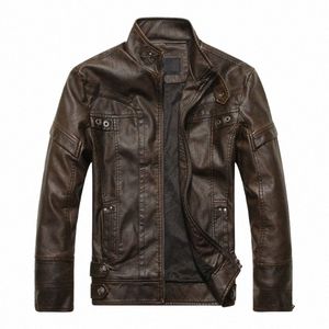 新しい到着ブランドのオートバイレザージャケットメンズレザージャケットJaqueta de Couro Masculina Mens Leather Coats N8G2＃