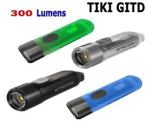Original Nitecore Tiki Gitd Keychain Torch Light 300 Lumens Minii Futuristic KeyChain Flashlights USB RECHARGABEL EDC Flashlight8610321