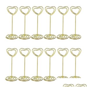 Party Decoration Golden Heart Shape Po Holder Stands Place Card Paper Menu Clips Table Number Holders For Sparty Drop Delivery Home Ga Ot8D1
