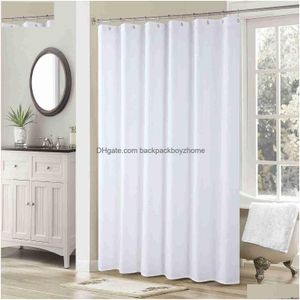 Tende da doccia Tessuto impermeabile in poliestere solido Decorativo Tenda bianca moderna Q240116 Consegna a goccia Dh3J9