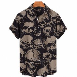 2023 nowe koszule 3D dla mężczyzn Skull Print koszule dla mężczyzn Fi Designer Tshirts Kobiety swobodny krótki rękaw hawajski koszula Summer x1AF#