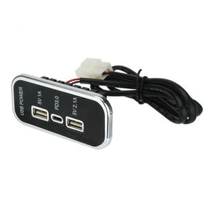 アップグレード3ポートPD TYPE-C 2.1A 1A USB CAR CHARGER SOCKET DC 12V 24V FOR MOOTOLCYCLE AUTO TRUCK ATV BOAT RV BUS POWER ADAPTERアウトレット