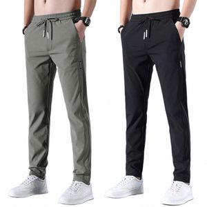 Män snabb torr blyertsbyxor Summer Elastic Ice Sports Sweatpants Athletic Jogger City Tactical Stretch Trousers Tracksuit Bottoms N5WF#