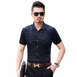 Masculino Hollow Veet Dr Camisa Verão Sexy Ver Através Mens Camisas de Manga Curta Roupas Ocas para Homem E4bm #