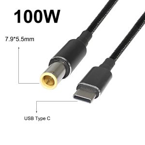Adapter 100W PD Charging Cable Cord USB Type C to 7.9x5.5mm Power Adapter Connector for Lenovo Thinkpad T400 T410 T420 T430 T400 E420