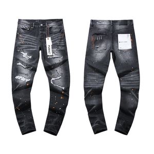 Calças de brim homens calças de brim roxas mulheres calças roxas ksubi jeans High Street Roxo Retro Paint Spot Slim Pés Micro Elastic Jeans Hip-hop Zipper Hole SKWQ