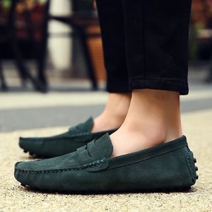 Män casual skor espadrilles trippel svart vit brun vin röd marin khaki mens mocka läder sneakers glid på båt sko utomhus platt kör jogging promenad 38-52 b084