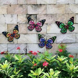 Garden Decorations 1PC Wall Pendant Rust-proof Wrought Iron Statue Artwork Ornamental Home Decor 3D Metal Butterfly For F5F3