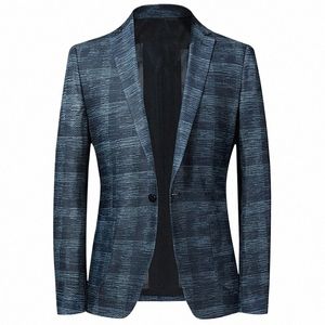 Kvalitet British Blazer Men Spring Brand One Butt Blue Slim Fit Sacka Jacket Men Terno Masculino Blazers Chaqueta Hombre FS-219 X7BV#