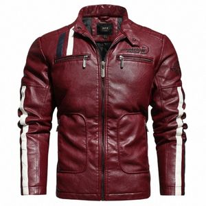 Herbst Winter Männer Biker Lederjacke Fi Stehkragen Reißverschluss Mantel Beiläufige Dünne Windjacke Motorrad Kunstlederjacke l4fA #