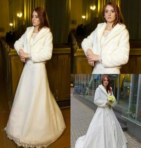 Biała zimowa ciepłe dzianki płaszcz klapowy Faux Fur Cashmere Shawl Paszmina Pashmina Bridal Ovraps Poncho Capes Kurtki na wesela Boler Shru2954952